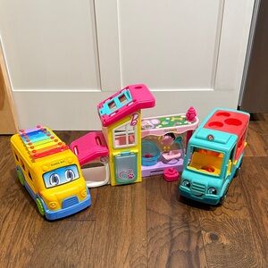 Fisher-Price Little People Bundle Trio- Taco Food Truck, Pet Spa, and bus